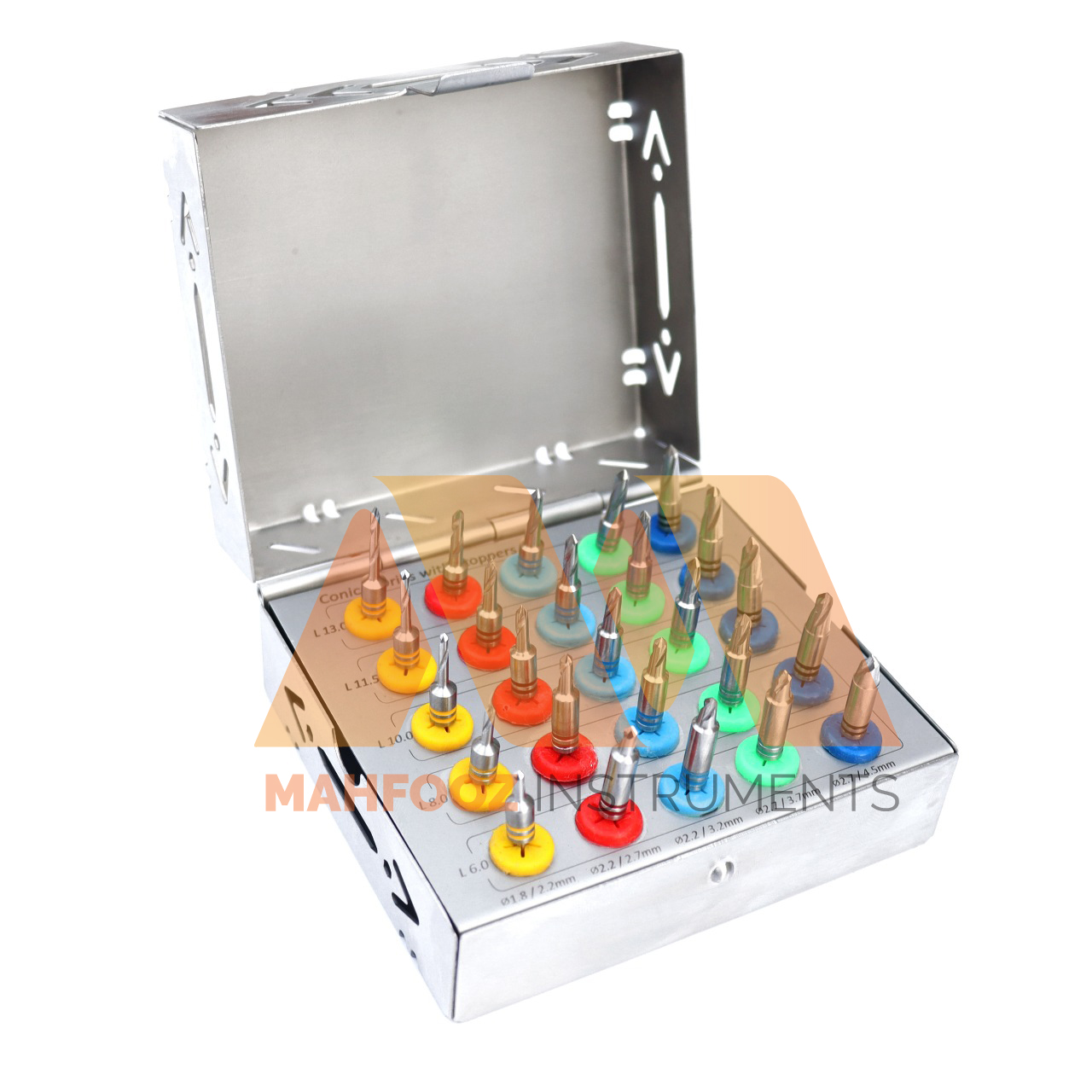 Dental Implant Conical Drills Kit 25 Pcs Mahfooz Instruments