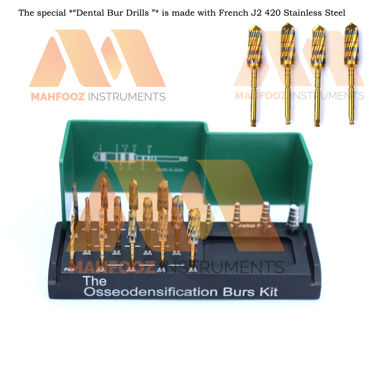 Dental Bur Drills Dental Implant Kit Surgical Green 13 PCs